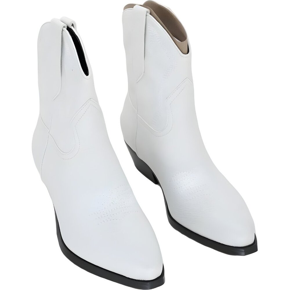 Guess White Western Ankle Heeled Boots